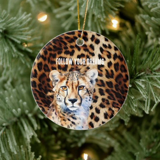 Cool Cat Cheetah Luipaard Print Keramisch Ornament (Boom)