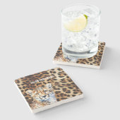 Cool Cat Cheetah Luipaard Print Stenen Onderzetter (Zijkant)