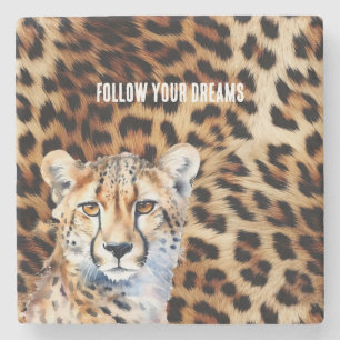 Cool Cat Cheetah Luipaard Print Stenen Onderzetter