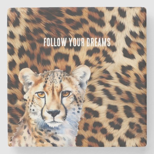 Cool Cat Cheetah Luipaard Print Stenen Onderzetter (Voorkant)