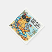 Cool Cat Chilling op het strand - Grappige Cartoon Servet (Hoek)