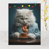 COOL CAT CHRISTMAS GREETING CARD KAART (Gele Bloem)