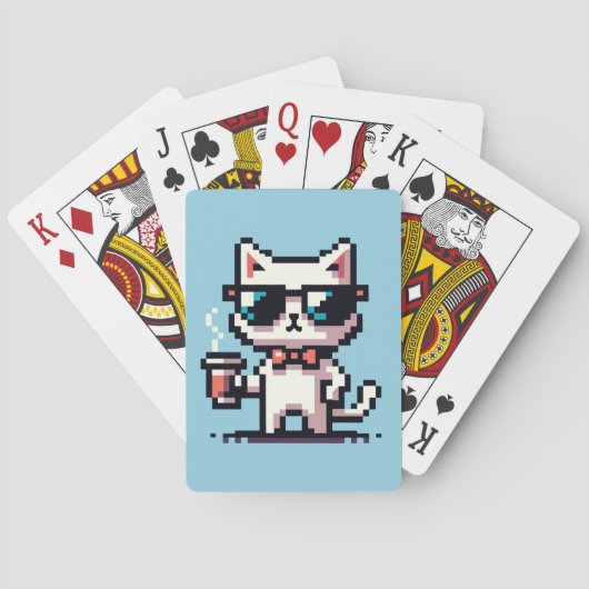 Cool Cat Coffee Break: 8-bit Pixel Art Pokerkaarten (Achterkant)