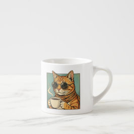 Cool Cat Coffee Retro Style Design for Cat Lovers Espresso Kop