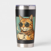 Cool Cat Coffee Retro Style Design for Cat Lovers Geïsoleerde Drinkbeker (Voorkant)