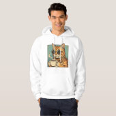 Cool Cat Coffee Retro Style Design for Cat Lovers Hoodie (Voorkant volledig)