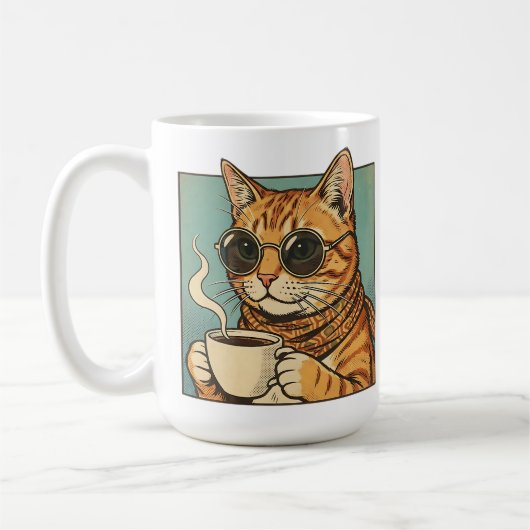 Cool Cat Coffee Retro Style Design for Cat Lovers Koffiemok (Links)