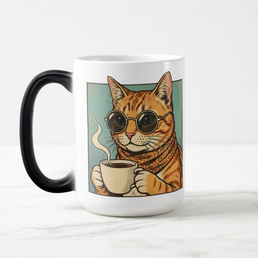 Cool Cat Coffee Retro Style Design for Cat Lovers Magische Mok (Links)