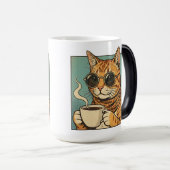 Cool Cat Coffee Retro Style Design for Cat Lovers Magische Mok (Voorkant rechts)