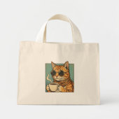 Cool Cat Coffee Retro Style Design for Cat Lovers Mini Tote Bag (Voorkant)