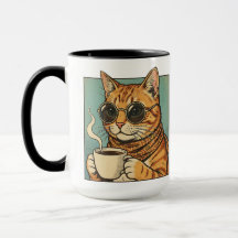 Cool Cat Coffee Retro Style Design for Cat Lovers