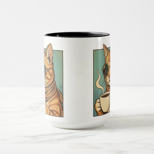 Cool Cat Coffee Retro Style Design for Cat Lovers Mok (Midden)
