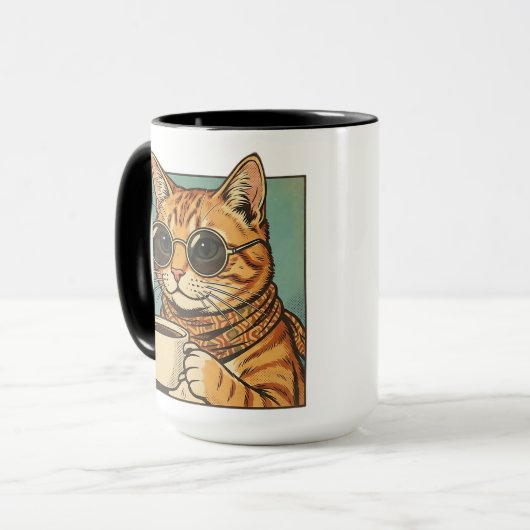 Cool Cat Coffee Retro Style Design for Cat Lovers Mok (Voorkant links)