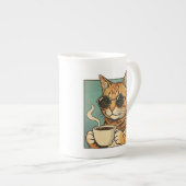 Cool Cat Coffee Retro Style Design for Cat Lovers Porselein Kop (Voorkant rechts)