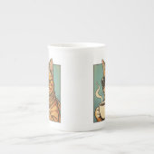 Cool Cat Coffee Retro Style Design for Cat Lovers Porselein Kop (Voorkant)