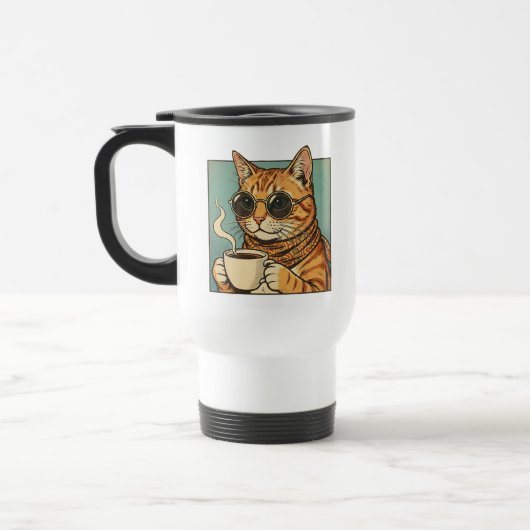 Cool Cat Coffee Retro Style Design for Cat Lovers Reisbeker (Links)