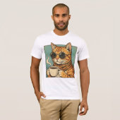 Cool Cat Coffee Retro Style Design for Cat Lovers T-shirt (Voorkant volledig)