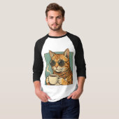 Cool Cat Coffee Retro Style Design for Cat Lovers T-shirt (Voorkant volledig)
