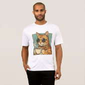 Cool Cat Coffee Retro Style Design for Cat Lovers T-shirt (Voorkant volledig)