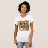 Cool Cat Coffee Retro Style Design for Cat Lovers T-shirt (Voorkant volledig)