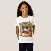 Cool Cat Coffee Retro Style Design for Cat Lovers T-shirt (Voorkant volledig)