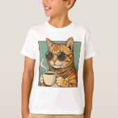 Cool Cat Coffee Retro Style Design for Cat Lovers T-shirt (Voorkant)