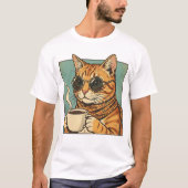 Cool Cat Coffee Retro Style Design for Cat Lovers T-shirt (Voorkant)