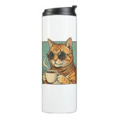 Cool Cat Coffee Retro Style Design for Cat Lovers Thermosbeker (Gedraaid links)