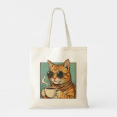 Cool Cat Coffee Retro Style Design for Cat Lovers Tote Bag (Achterkant)