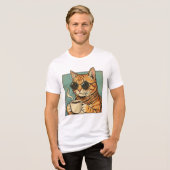 Cool Cat Coffee Retro Style Design for Cat Lovers Tri-Blend Shirt (Voorkant volledig)