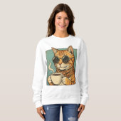Cool Cat Coffee Retro Style Design for Cat Lovers Trui (Voorkant volledig)