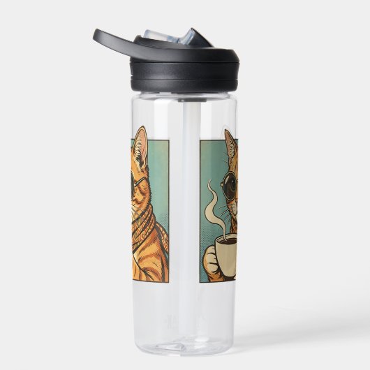 Cool Cat Coffee Retro Style Design for Cat Lovers Waterfles (Rechts)