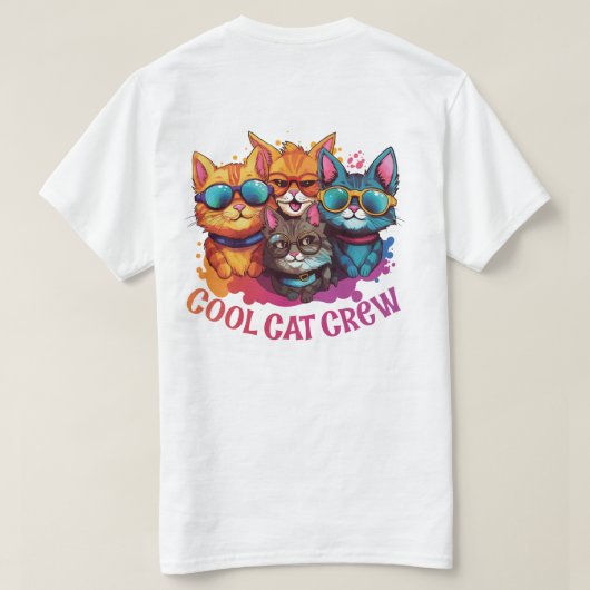 Cool Cat Crew Assorted Katten Dragen Zonnebril T-shirt (Design achterkant)
