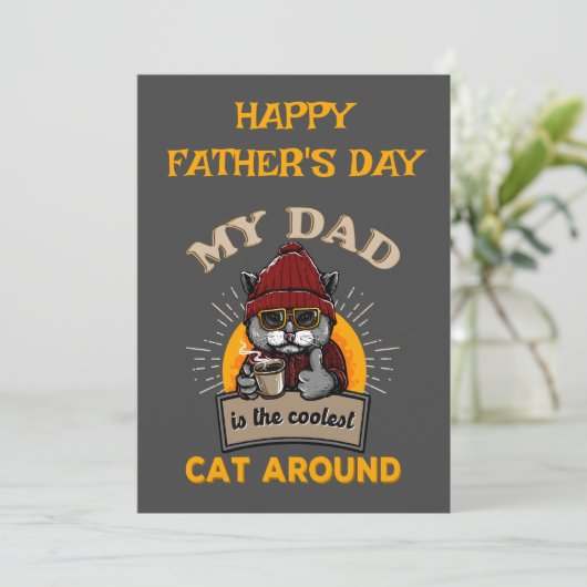 Cool cat dad custom Vaderdag Kaart (Staand voorkant)