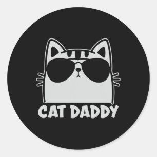 Cool Cat Daddy Zonnebrillen Grappige Kat Liefhebbe Ronde Sticker