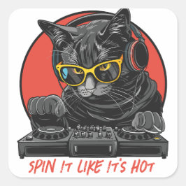 Cool Cat DJ Vierkante Sticker