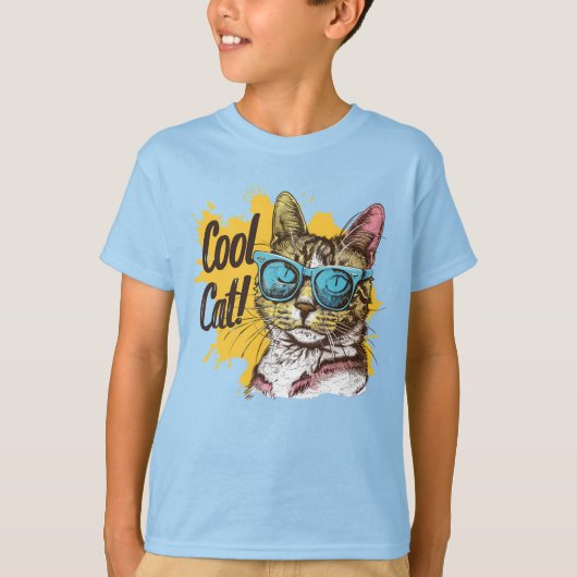 "Cool Cat" draagt een zonnebril T-shirt (Voorkant)