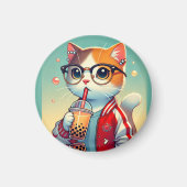 Cool Cat drink boba Magneet (Voorkant)