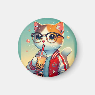 Cool Cat drink boba Magneet