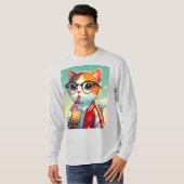 Cool Cat drink boba T-shirt (Voorkant volledig)