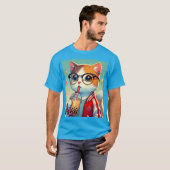 Cool Cat drink boba T-shirt (Voorkant volledig)