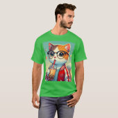 Cool Cat drink boba T-shirt (Voorkant volledig)