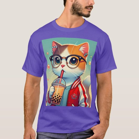 Cool Cat drink boba T-shirt (Voorkant)