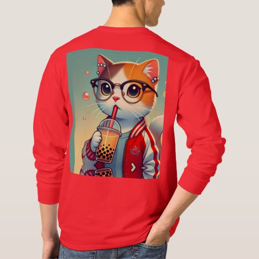 Cool Cat drink boba T-shirt (Achterkant)