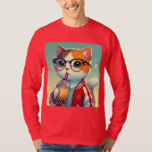 Cool Cat drink boba T-shirt (Voorkant)