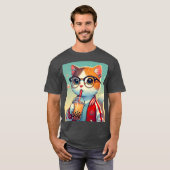 Cool Cat drink boba T-shirt (Voorkant volledig)