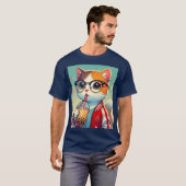 Cool Cat drink boba T-shirt (Voorkant volledig)