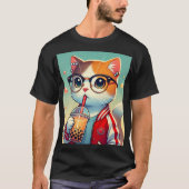 Cool Cat drink boba T-shirt (Voorkant)