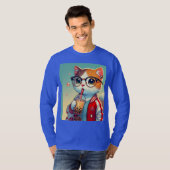 Cool Cat drink boba T-shirt (Voorkant volledig)