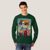 Cool Cat drink boba T-shirt (Voorkant volledig)